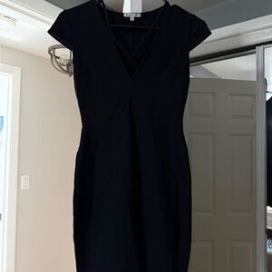Charlotte Russe Black Short Sleeve V-Neck Dress with Strappy Detail